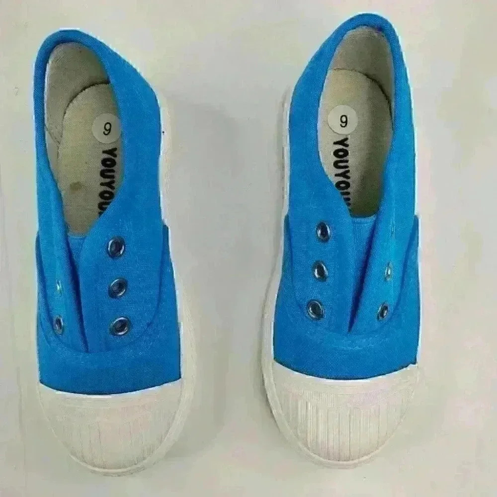 Hawkwell Boy's Casual Fashion Blue/White Slip On Canvas Sneakers Shoes 4/9/9.5 - Picture 3 of 8